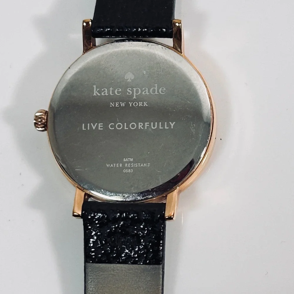 Kate Spade Morningside Rose Gold Black‎ Scallop Dial Leather Watch no battery